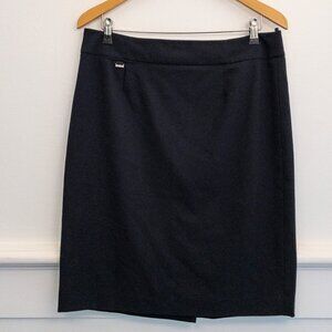 Calvin Klein Black Pencil Skirt Classic Career Office Wear Back Slit Size M